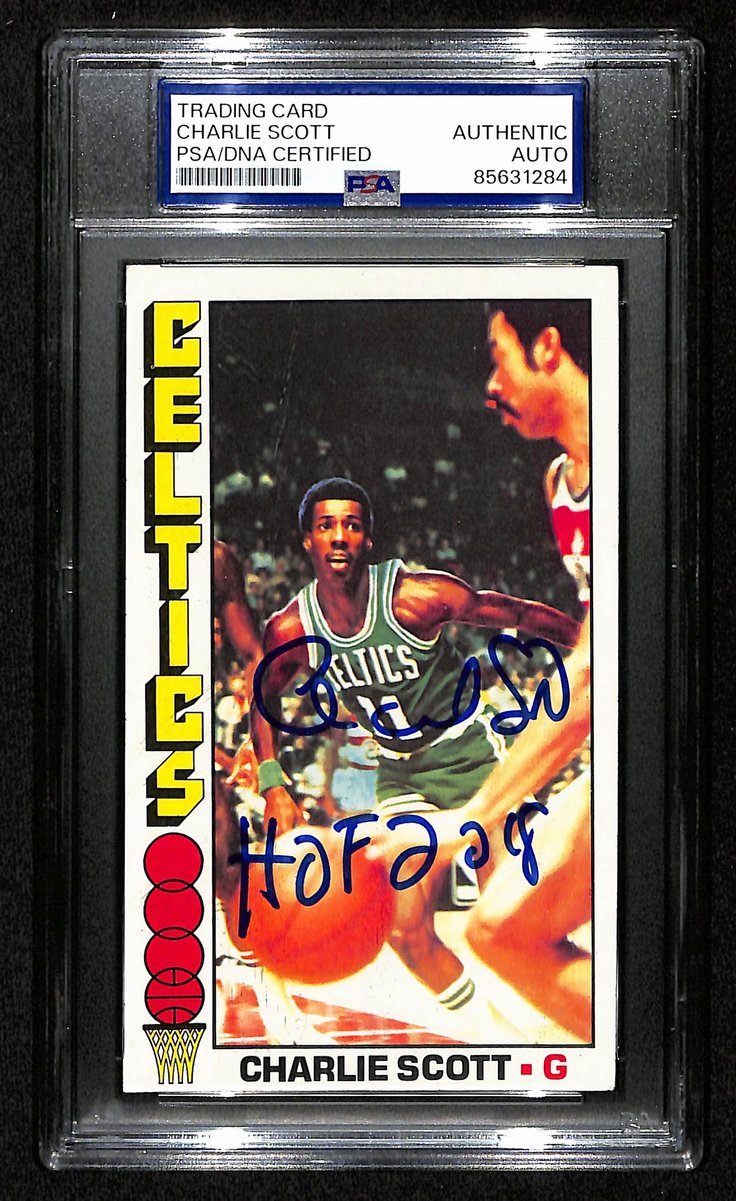 Charlie Scott HOF Signed/Inscr 1976-77 TOPPS Card #24 Celtics PSA/DNA 201369