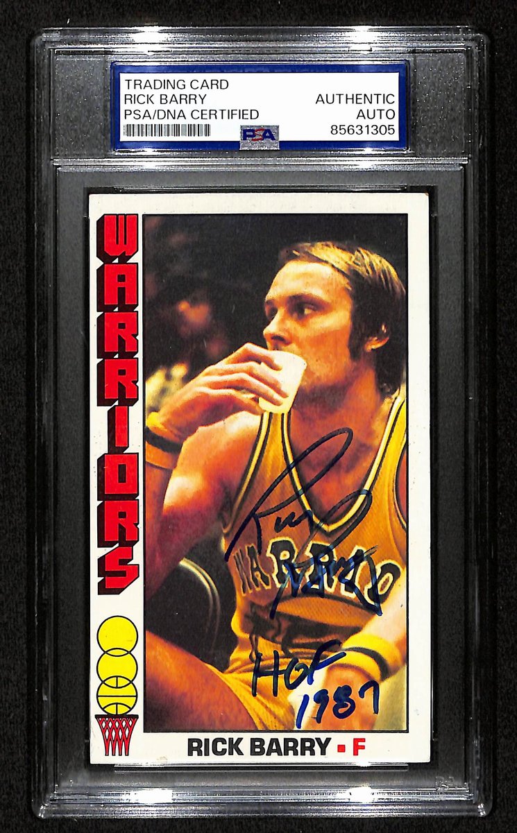 Rick Barry HOF Signed/Auto 1976-77 TOPPS Card #50 Warriors PSA/DNA 201370