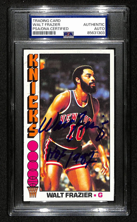 Walt Frazier HOF Signed/Inscr 1976-77 TOPPS Card #64 Knicks PSA/DNA 201371