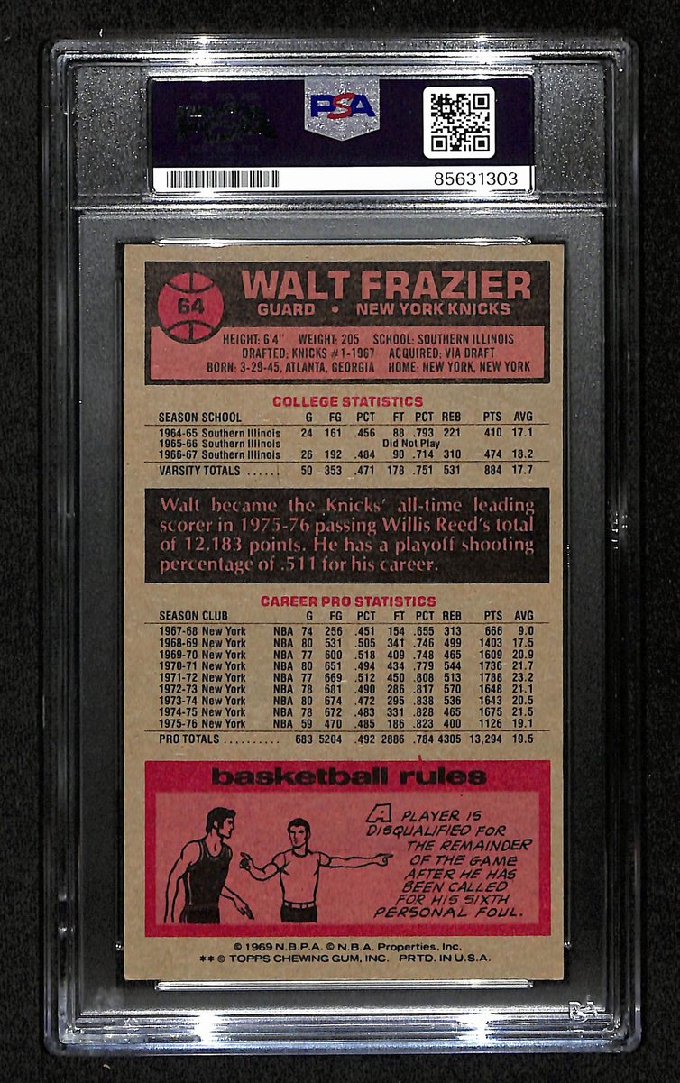 Walt Frazier HOF Signed/Inscr 1976-77 TOPPS Card #64 Knicks PSA/DNA 201371