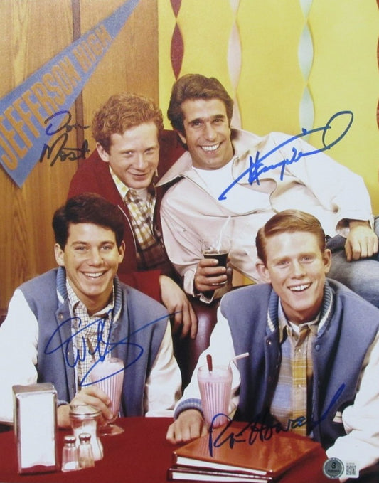Happy Days Cast Signed (4) 11x14 Photo Howard/Winkler/Most/Williams BAS 201042