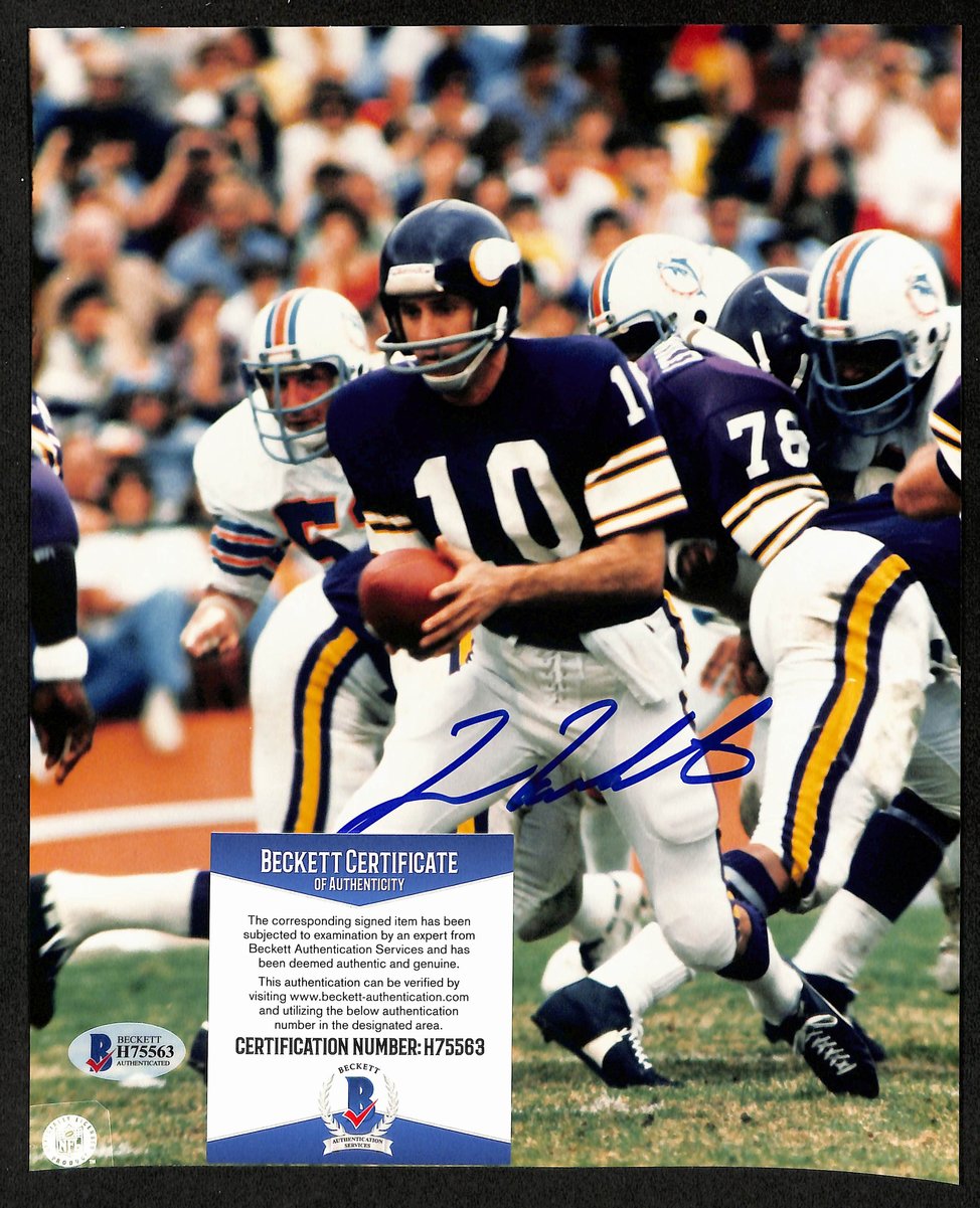 Fran Tarkenton HOF Signed/Autographed 8x10 Photo Vikings Beckett BAS 201465