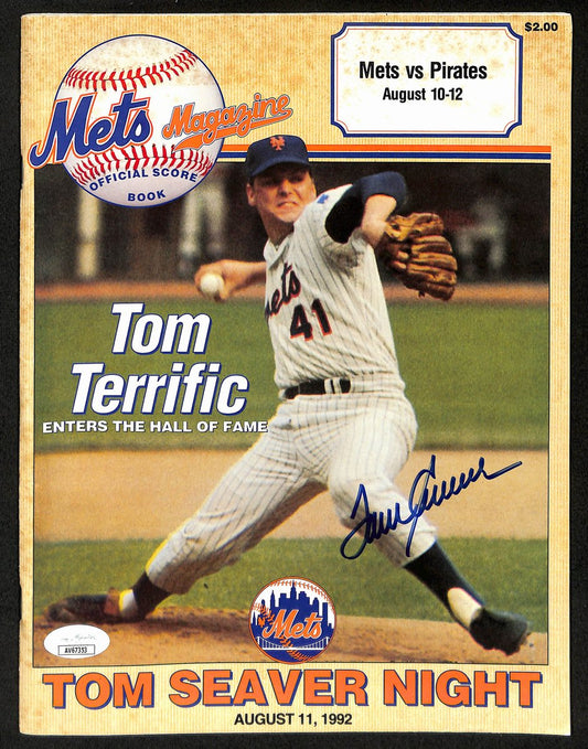 Tom Seaver HOF Signed/Auto 1992 Seaver Night Program/Scorecard Mets JSA 201469