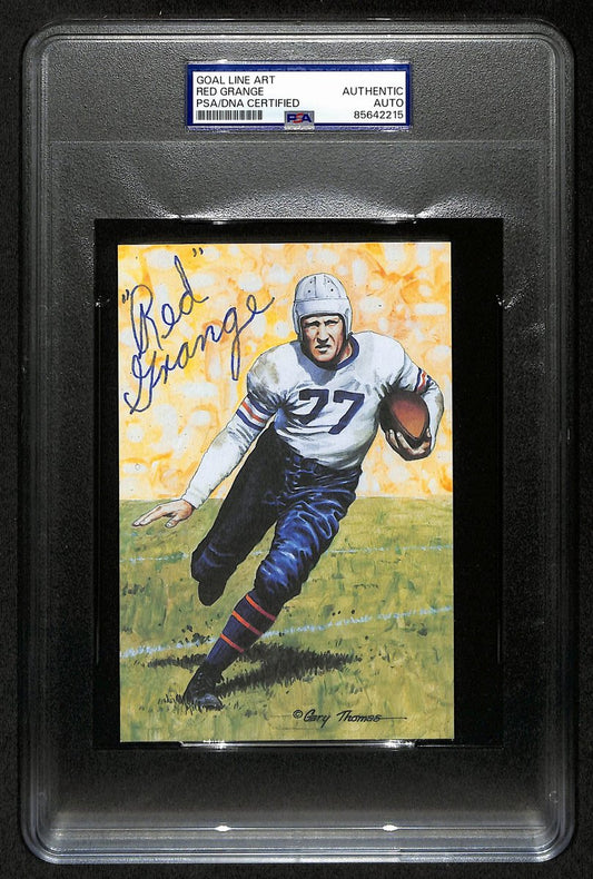 Red Grange HOF Signed/Auto Goal Line Art GLAC Postcard  Bears PSA/DNA 201456