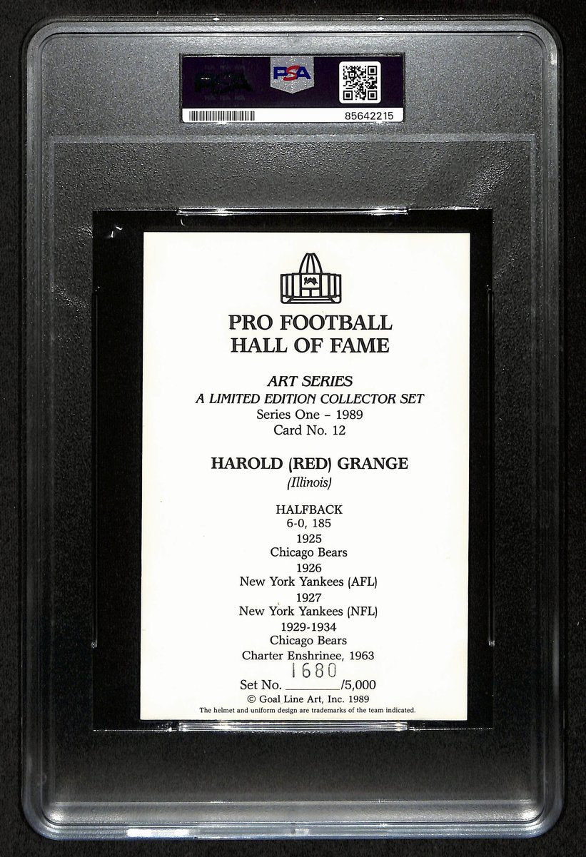 Red Grange HOF Signed/Auto Goal Line Art GLAC Postcard  Bears PSA/DNA 201456