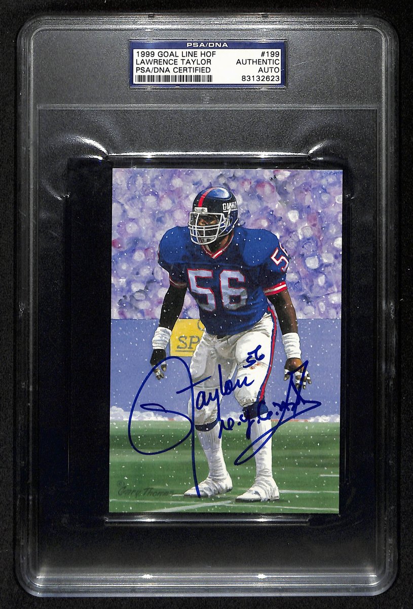 Lawrence Taylor HOF Signed Goal Line Art GLAC Postcard Giants PSA/DNA 201463