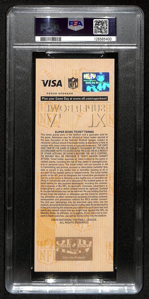 2010 Super Bowl XLIV (44) FULL TICKET Saints vs. Colts PSA GEM MINT 10  201384