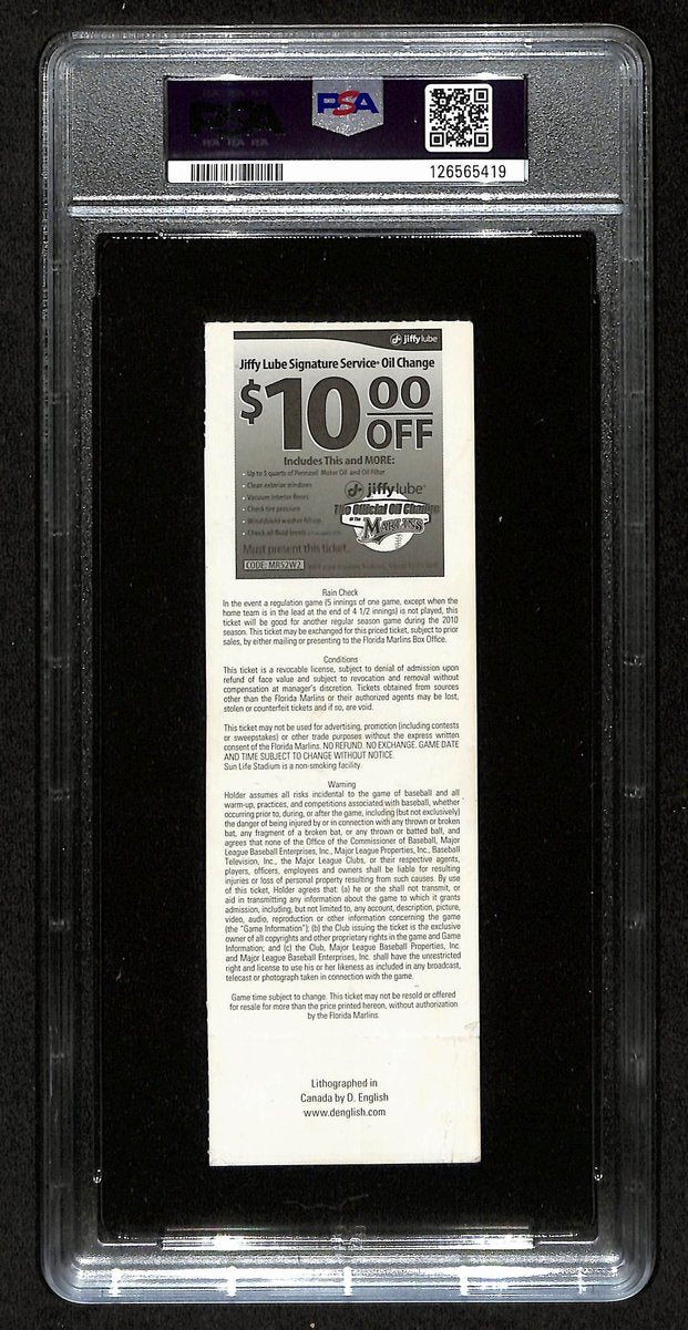 5/29/2010 Marlins vs. Phillies Full Ticket Roy Halladay Perfect Game PSA VG-EX 4