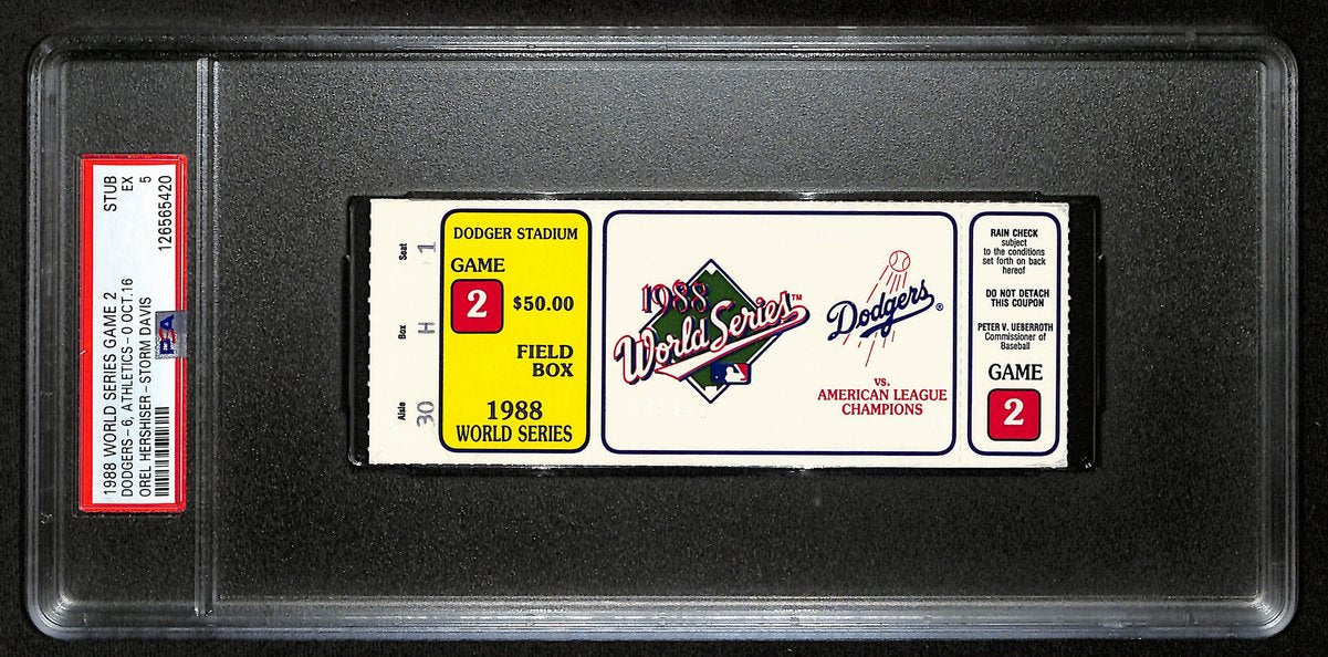 1988 World Series Game 2 Ticket Stub Dodgers vs. A's Off PSA EX 5  201394