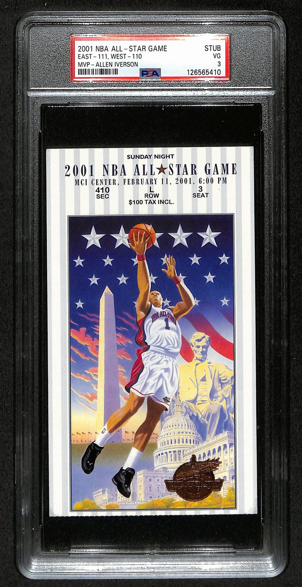February 11, 2001 NBA All-Star Game Ticket Stub Iverson MVP PSA VG 3  201396