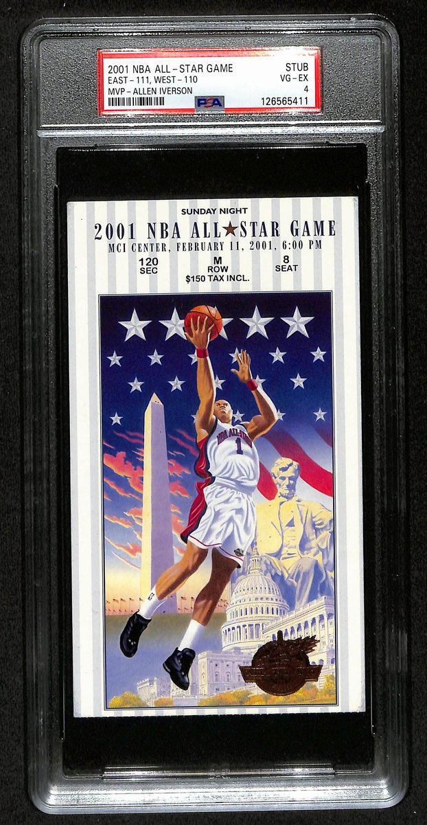 February 11, 2001 NBA All-Star Game Ticket Stub Iverson MVP PSA VG-EX 4  201397