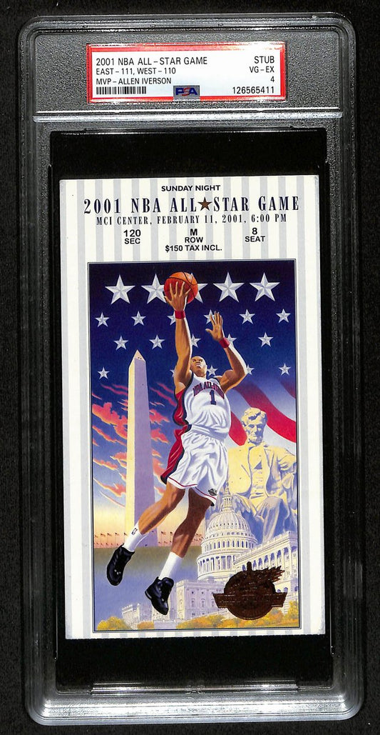 February 11, 2001 NBA All-Star Game Ticket Stub Iverson MVP PSA VG-EX 4  201397
