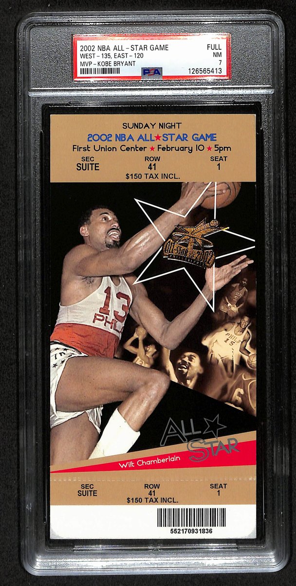 February 10, 2002 NBA All-Star Game Ticket Stub Bryant MVP PSA NM 7  201399