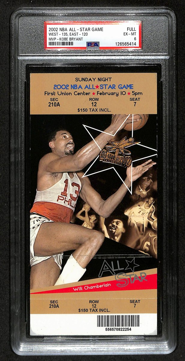 February 10, 2002 NBA All-Star Game Ticket Stub Bryant MVP PSA EX-MT 6  201399