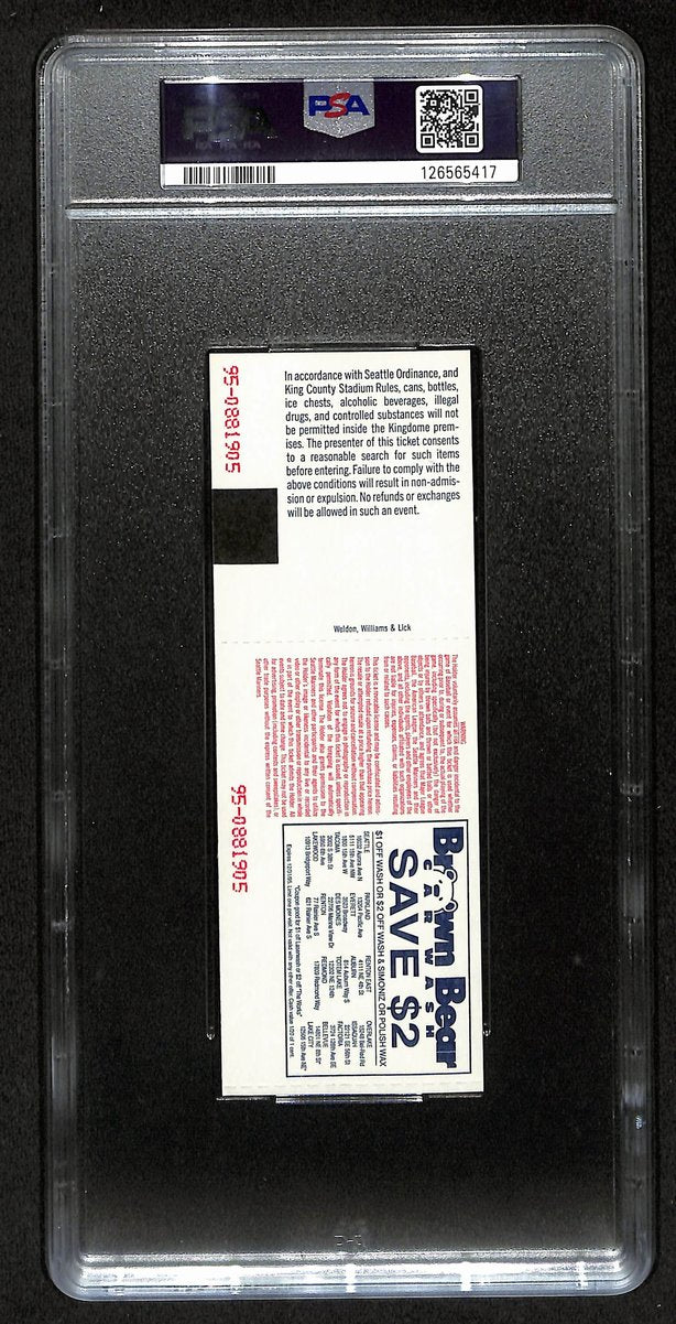 Oct. 2, 1995 A.L. West Tie Breaker Full Ticket Mariners vs. Angels PSA NM-MT 8