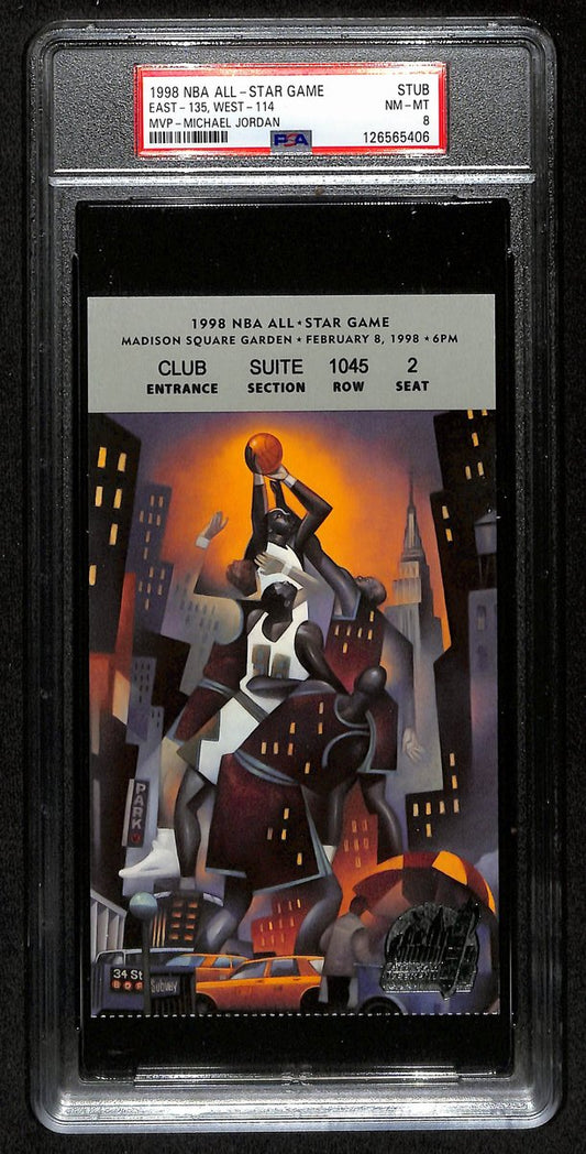 February 8, 1998 NBA All-Star Game Ticket Stub Jordan MVP PSA NM-MT 8  201405