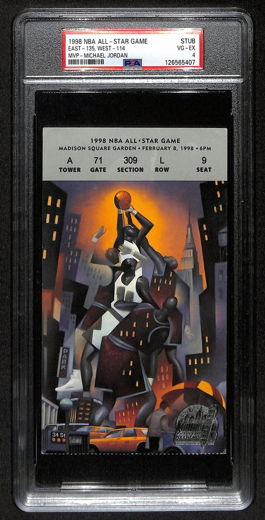 February 8, 1998 NBA All-Star Game Ticket Stub Jordan MVP PSA VG-EX 4  201406