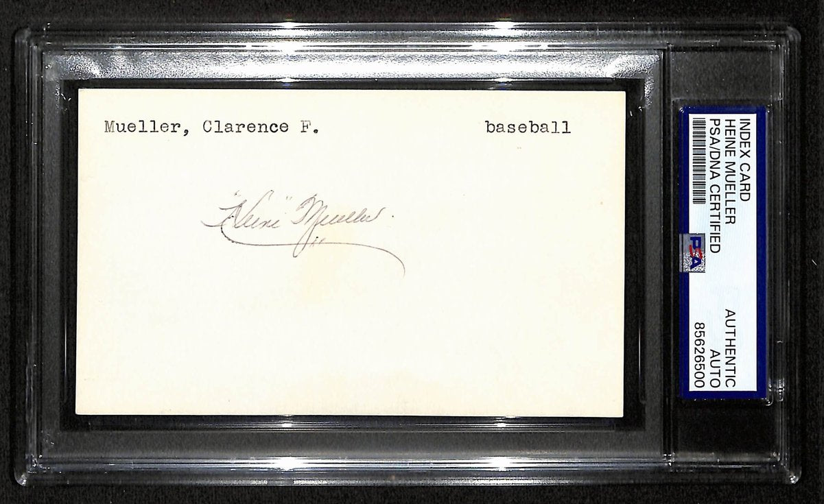 Heinie Mueller Signed/Autographed 3x5 Index Card 1926 Cardinals PSA/DNA 201413
