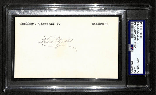 Heinie Mueller Signed/Autographed 3x5 Index Card 1926 Cardinals PSA/DNA 201413