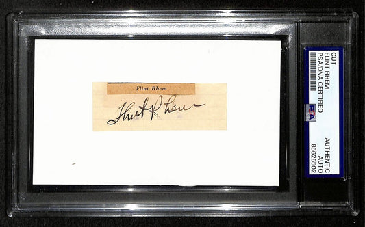 Flint Rhem Signed/Autographed Cut on 3x5 Index Card 1926 Cardinals PSA/DNA