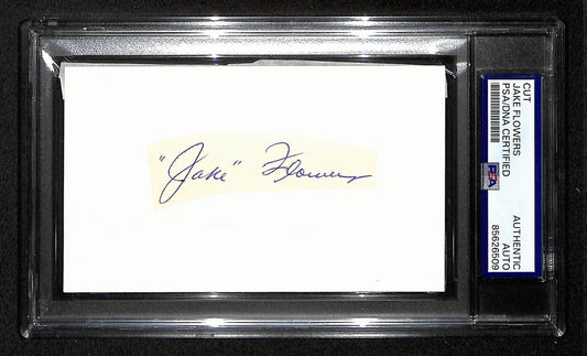 Jake Flowers Signed/Autographed Cut on 3x5 Index Card 1926 Cardinals PSA/DNA
