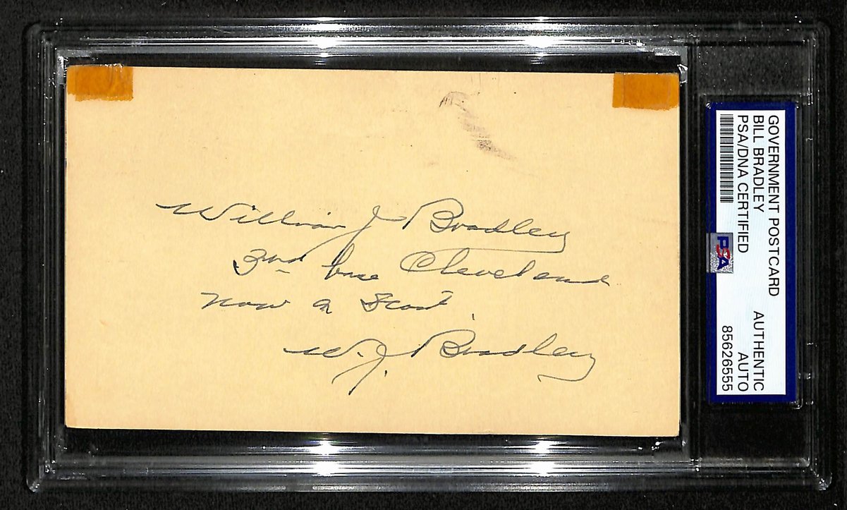 Bill Bradley Signed/Inscribed GPC Govt Post Card Cleveland Naps PSA/DNA 201430