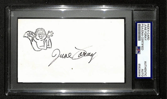 June Foray Signed/Auto 3x5 Index Card Actress Voice of Smurfs PSA/DNA 201436