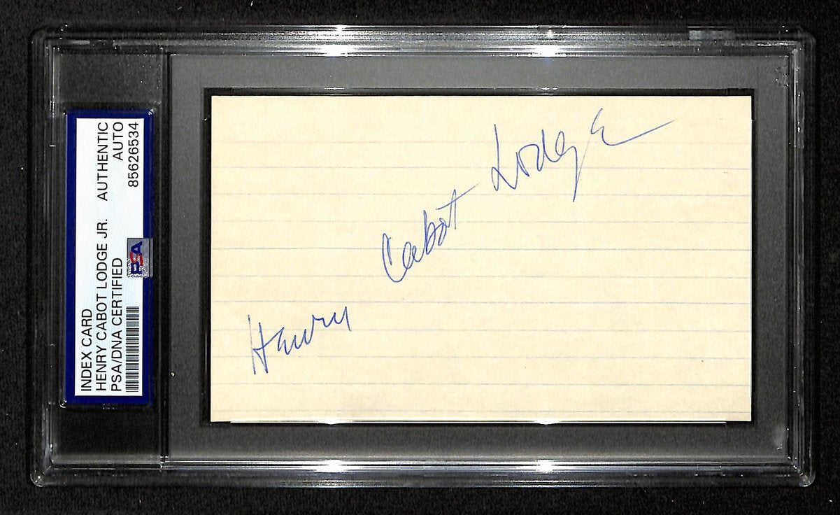 Henry Cabot Lodge Jr. Signed/Auto 3x5 Index Card MA Senator PSA/DNA 201441