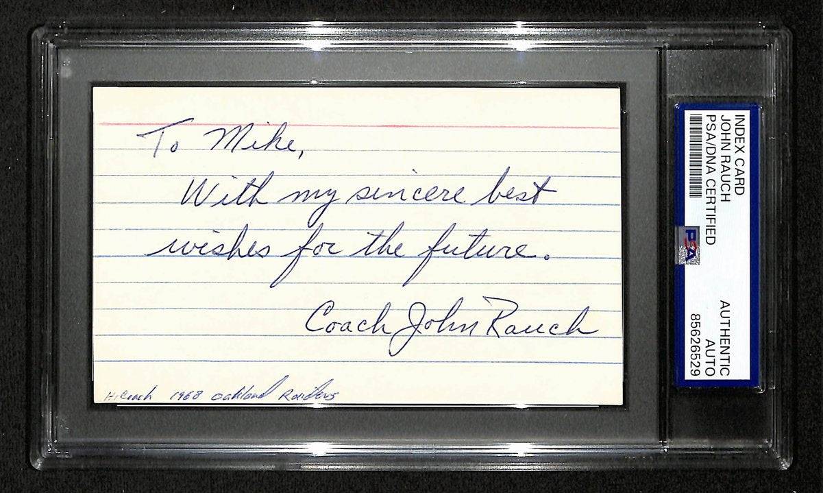 John Rauch Signed/Inscribed 3x5 Index Card University of Georgia PSA/DNA 201455