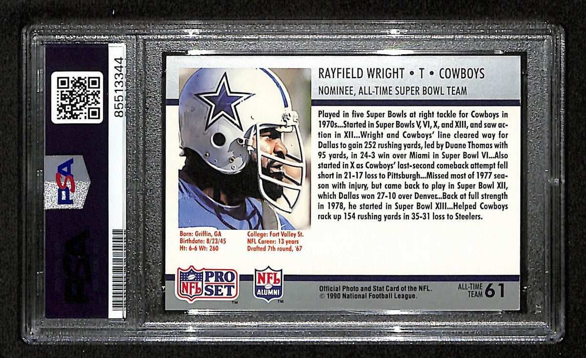 Rayfield Wright HOF Signed/Autographed 1990 Pro Set #61 Cowboys PSA/DNA 201483