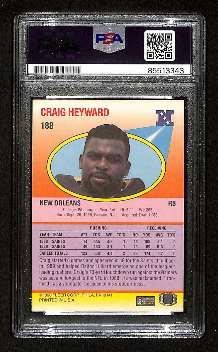 Craig Heyward Signed/Autographed 1990 Fleer #188 Saints PSA/DNA 201482