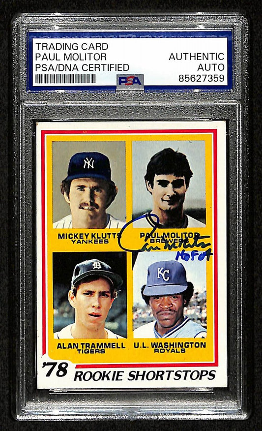 Paul Molitor HOF Signed/Inscribed 1978 Topps RC #707 Brewers PSA/DNA 201496