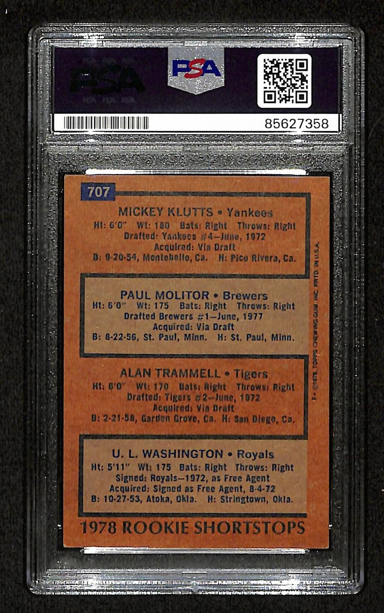 Paul Molitor HOF Signed/Inscribed 1978 Topps RC #707 Brewers PSA/DNA 201497