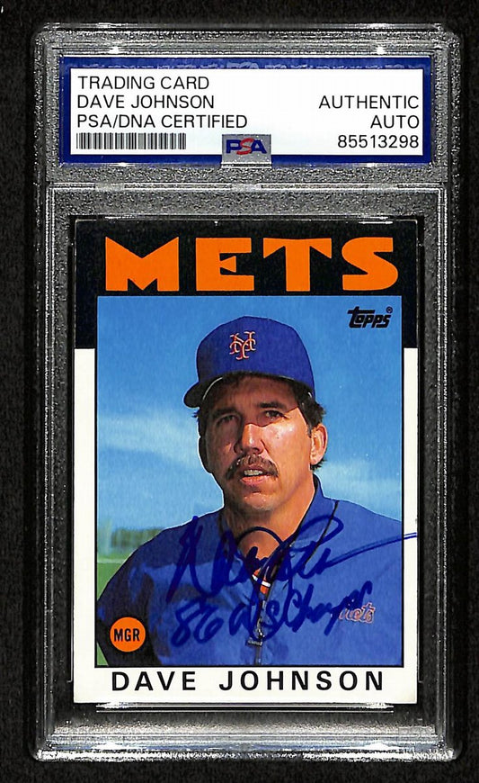 Davey Johnson Signed/Inscribed 1986 Topps #501 New York Mets PSA/DNA 201498