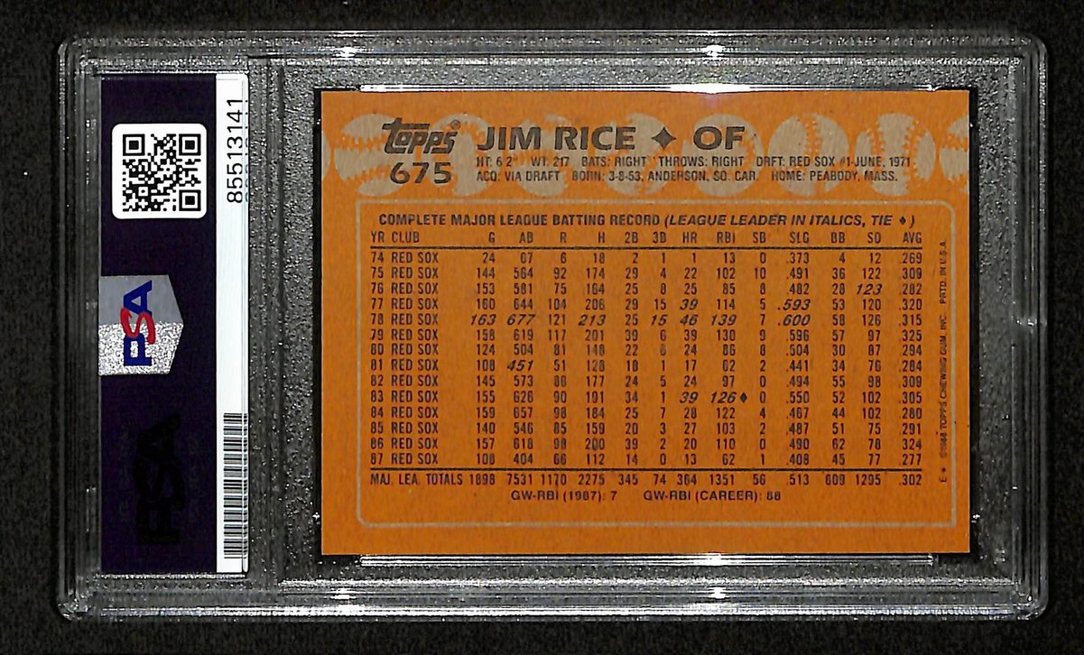 Jim Rice HOF Signed/Autographed 1988 Topps #675 Boston Red Sox PSA/DNA 201501