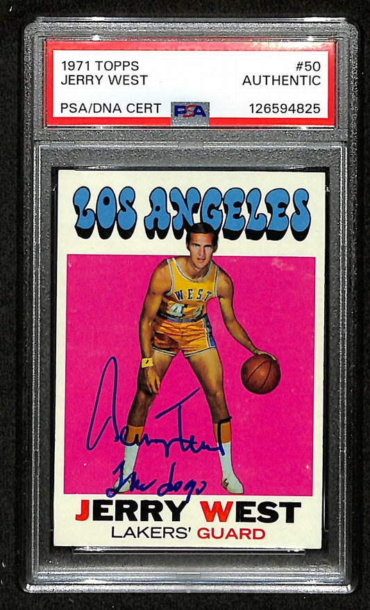 Jerry West HOF Lakers Signed/Inscribed 1971-72 TOPPS Card #50 PSA/DNA 201096