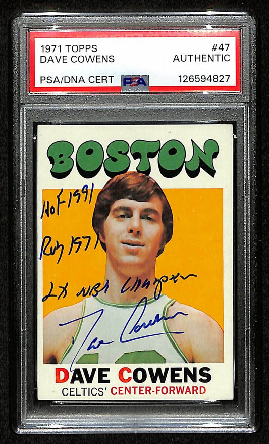 Dave Cowens HOF Celtics Signed/Inscribed 1971 TOPPS RC Card #47 PSA/DNA 201098