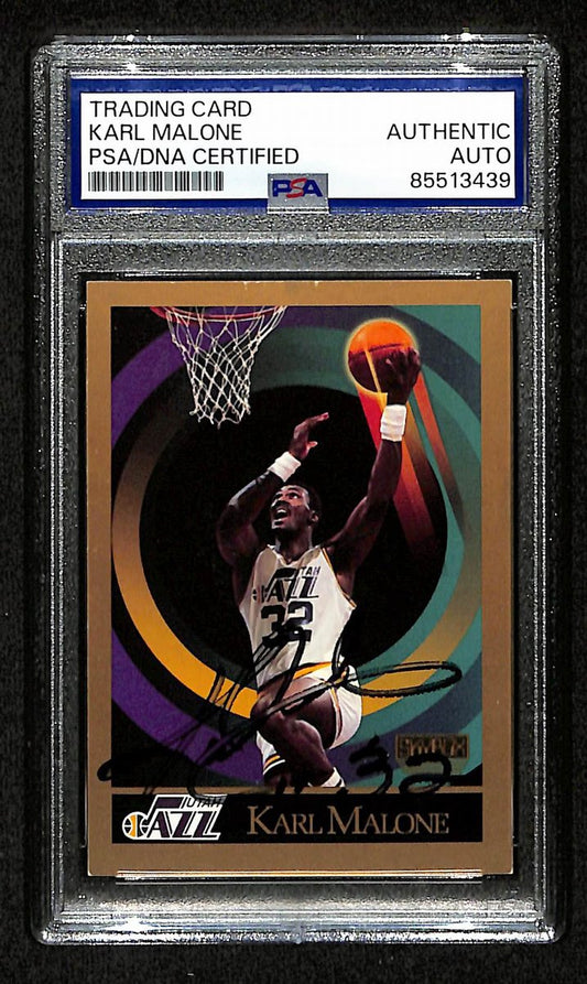 Karl Malone HOF Utah Jazz Signed/Auto 1990 Skybox Card #282 PSA/DNA 201099
