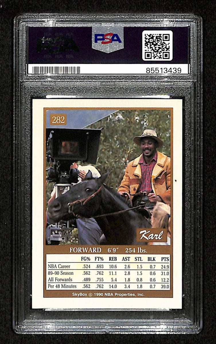 Karl Malone HOF Utah Jazz Signed/Auto 1990 Skybox Card #282 PSA/DNA 201099