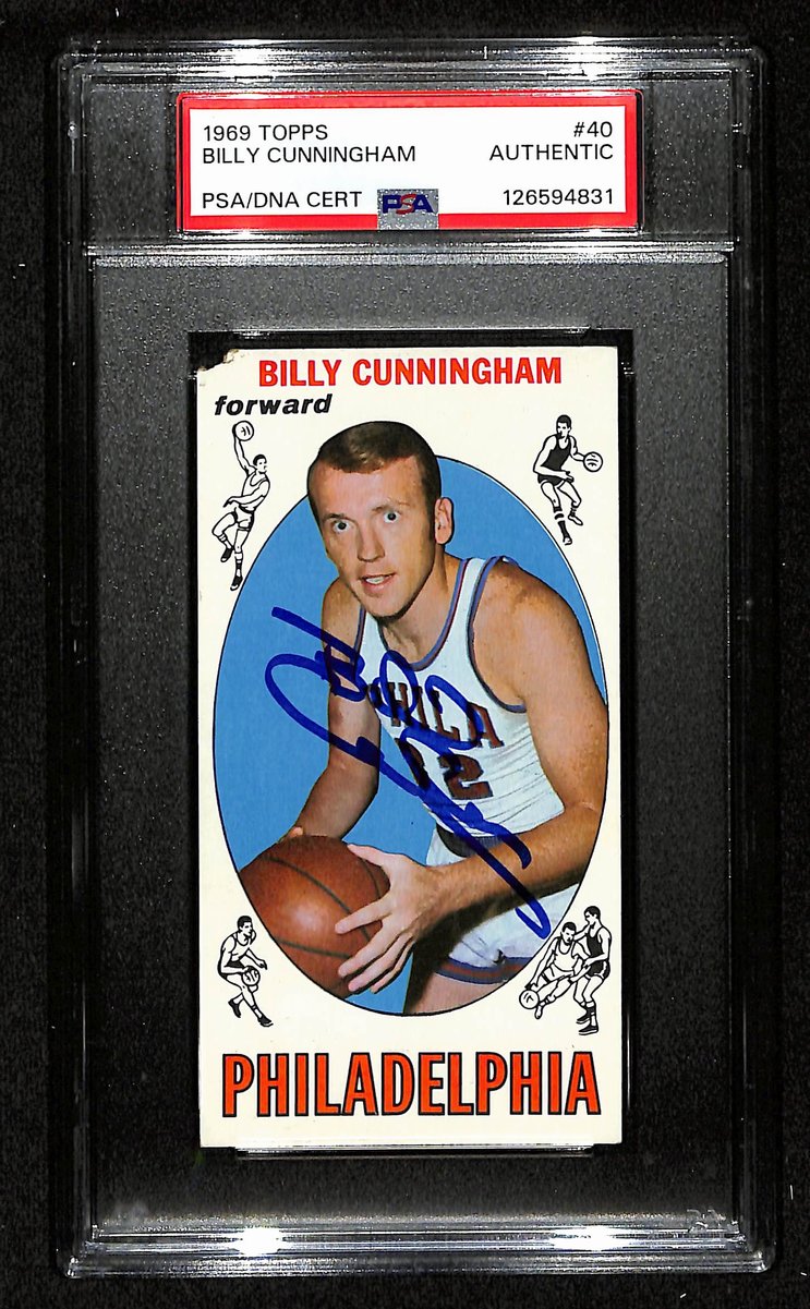 Billy Cunningham HOF 76ers Signed/Auto 1969 TOPPS RC Card #40 PSA/DNA 201101