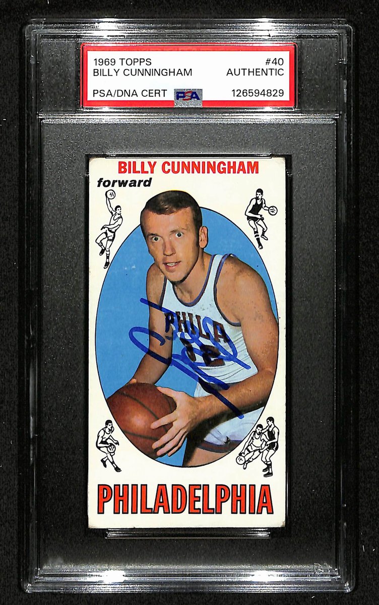 Billy Cunningham HOF 76ers Signed/Auto 1969 TOPPS RC Card #40 PSA/DNA 201102
