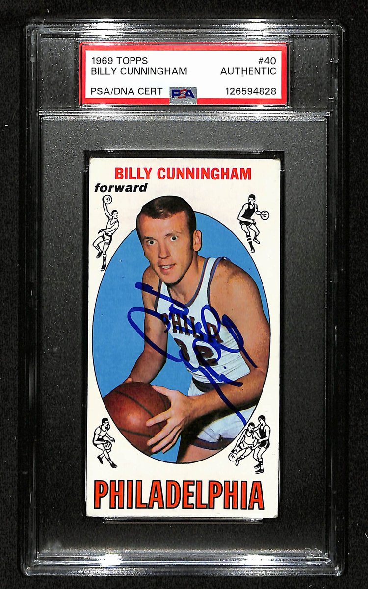 Billy Cunningham HOF 76ers Signed/Auto 1969 TOPPS RC Card #40 PSA/DNA 201103