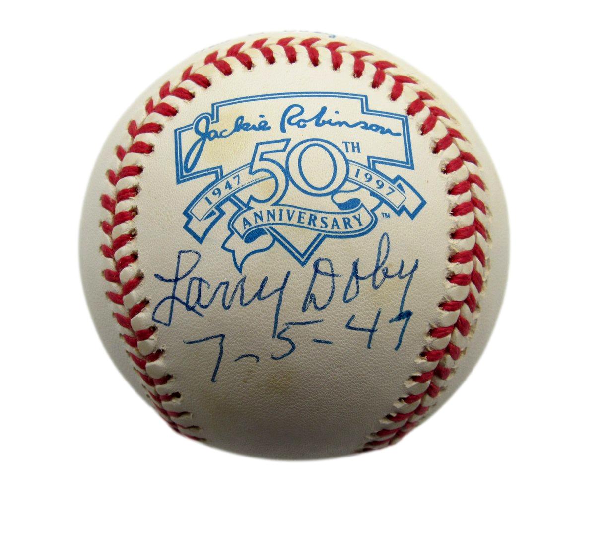 Larry Doby HOF Signed/Insr OAL Jackie Robinson 50th Baseball Indians JSA 198472