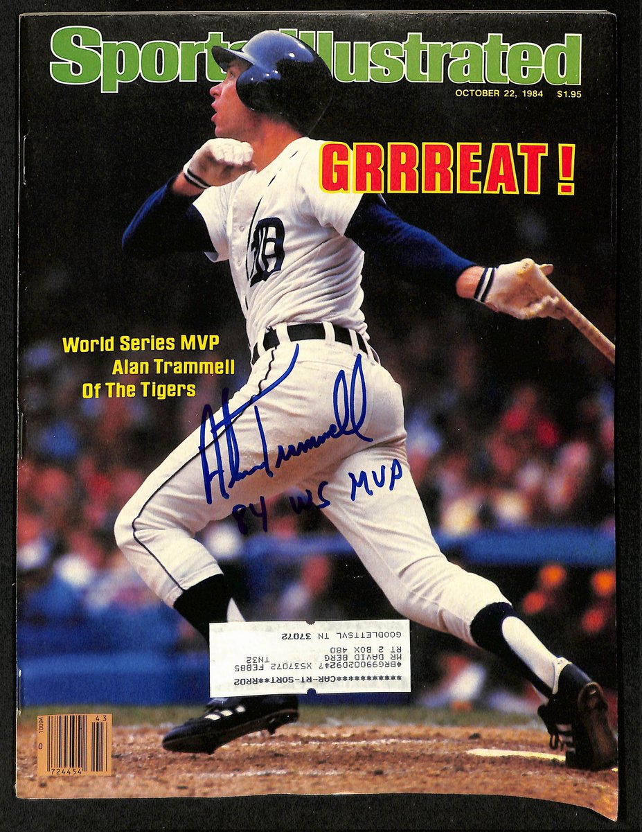 Alan Trammell HOF Signed/Insc 1984 Sports Illustrated Magazine Tigers JSA 201137