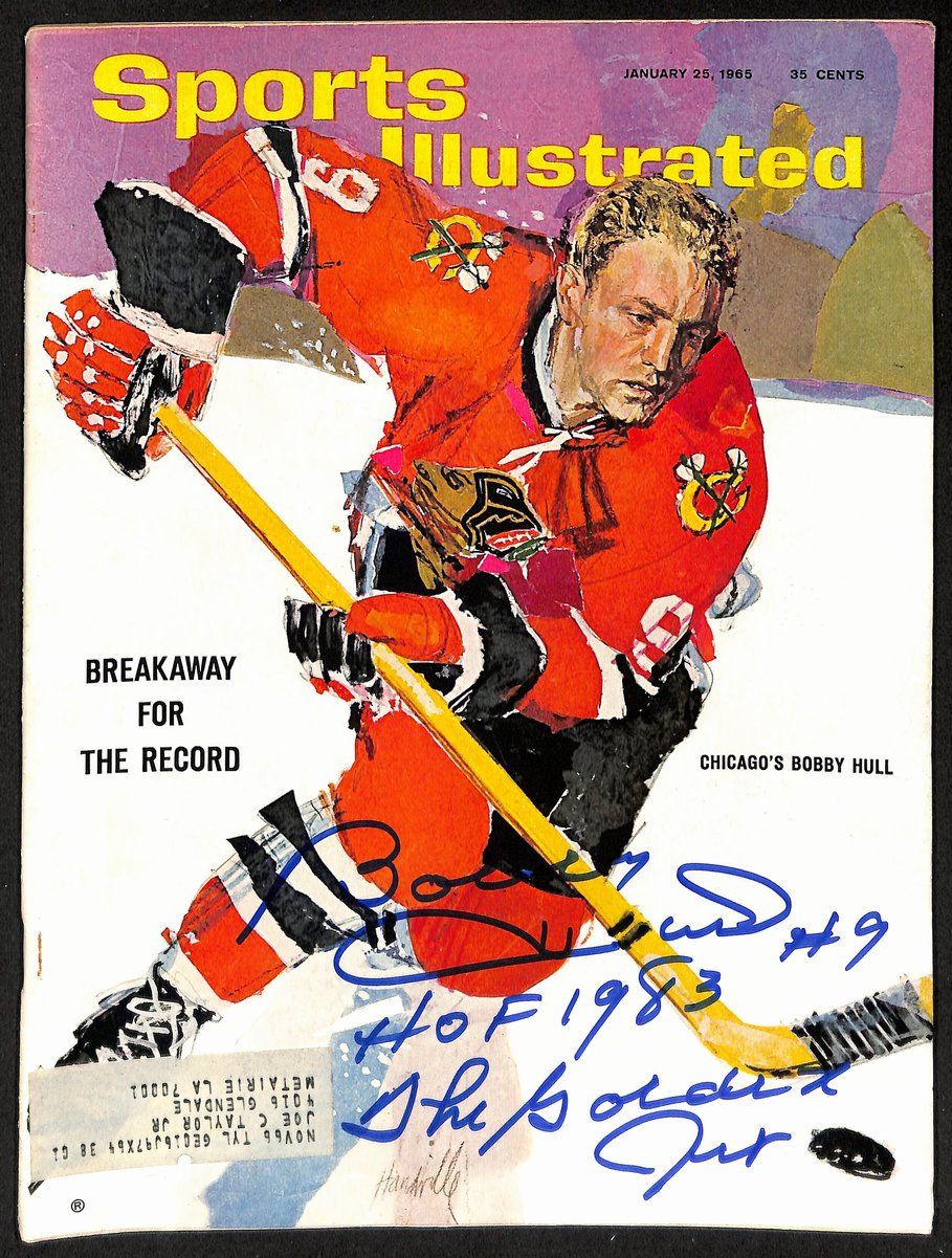 Bobby Hull HOF Signed/Inscr 1965 Sports Illustrated Magazine Black Hawks JSA1139