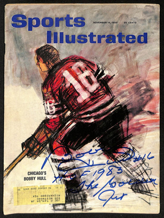 Bobby Hull HOF Signed/Inscr 1960 Sports Illustrated Magazine Black Hawks JSA1141