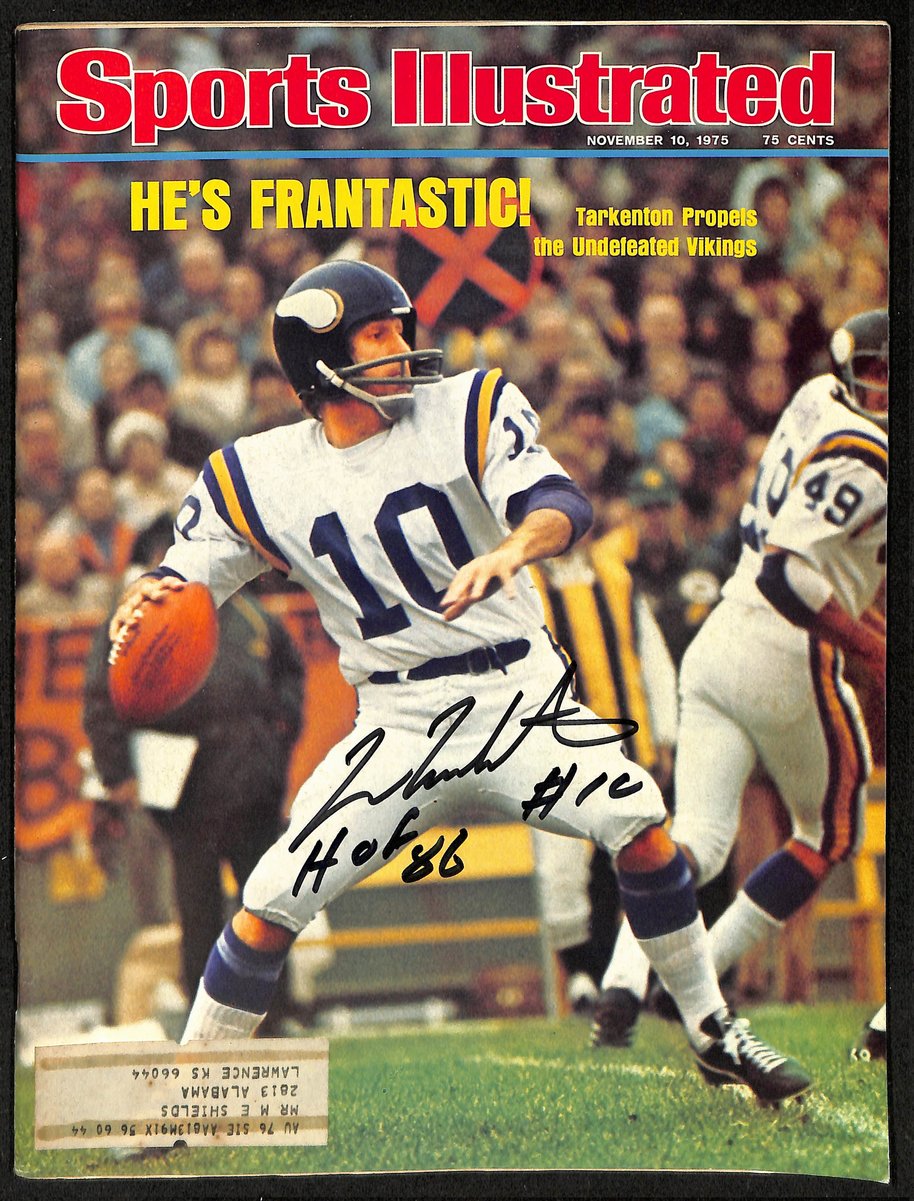Fran Tarkenton HOF Signed/Insc 1975 Sports Illustrated Magazine Vikings JSA 1142