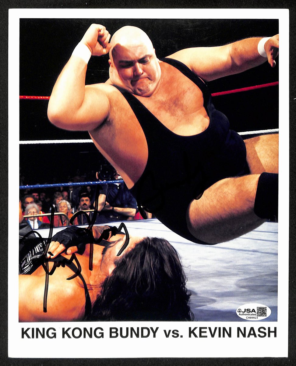 King Kong Bundy Signed/Auto 8x10 Photo vs Kevin Nash WWF/WWE Wrestling JSA 01105