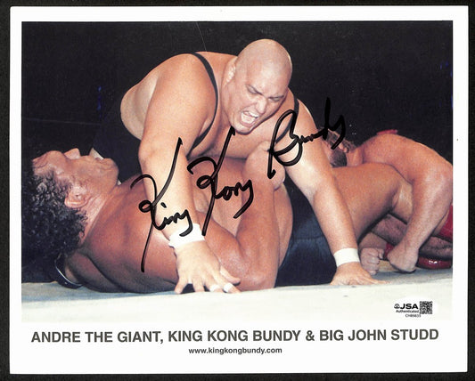 King Kong Bundy Signed 8x10 Photo vs Andre & Studd WWF/WWE Wrestling JSA 201107