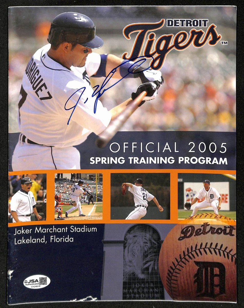 Ivan Rodriguez HOF Signed 2005 Tigers Spring Training Program Magazine JSA201164